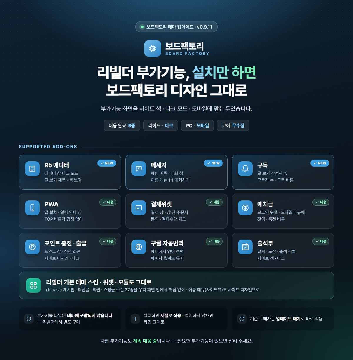 [v0.9.15] 리빌더 부가기능 연동 · 쇼핑몰 · 회원 창 정리